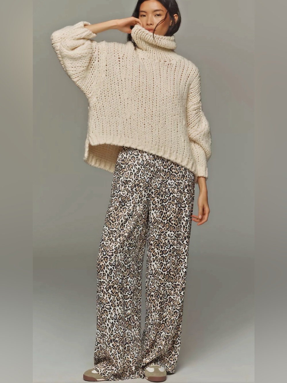 Maeve wide leg leopard print trouser